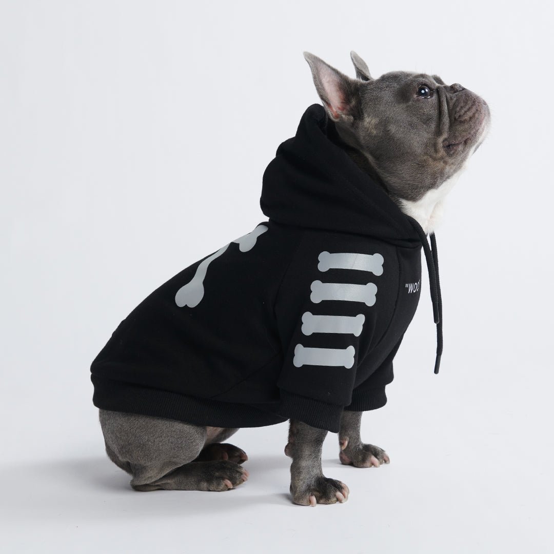  "WOOF" Dog Hoodie - Black & Reflective - Freya Røyal